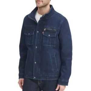 Levi's Mens Navy Blue Utility Denim Jacket Zip Front